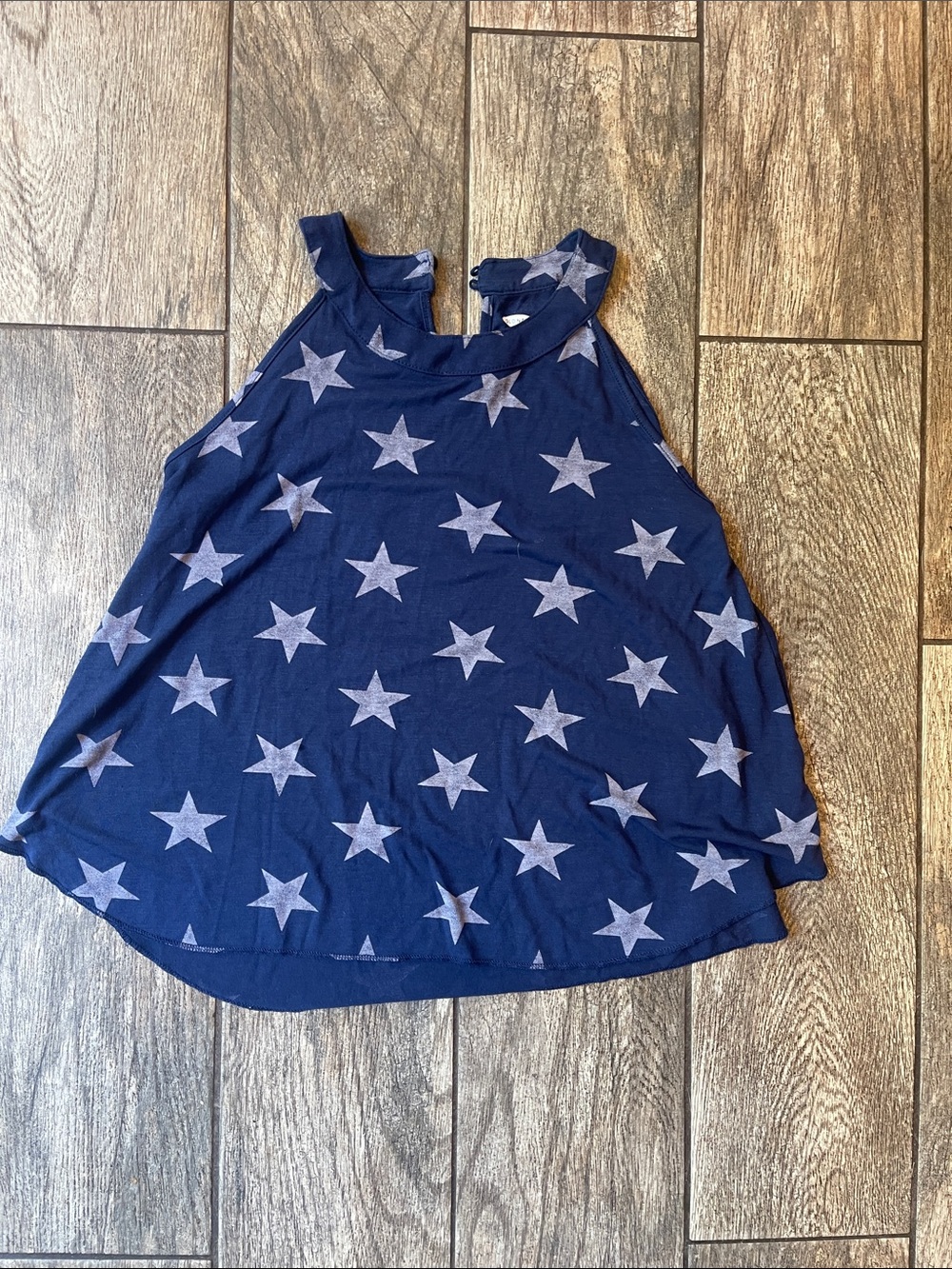 Navy Star Print Sleeveless Tank
